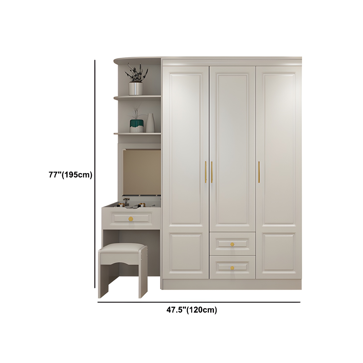 Hinged White Wardrobe Armoire Engineered Wood Wardrobe Closet - image 29