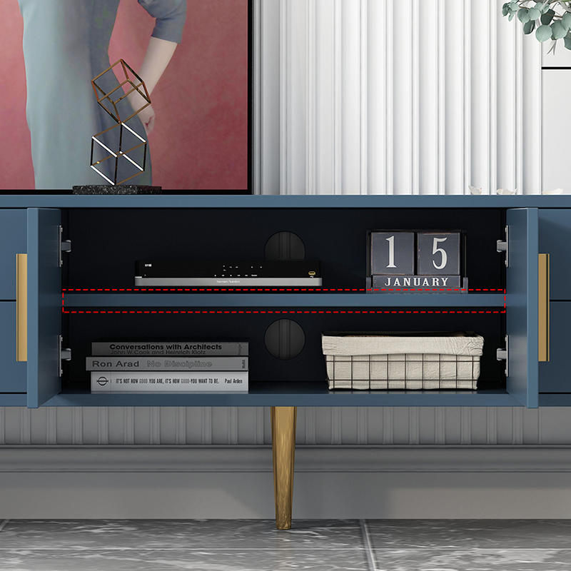 Glam Rectangle Manufactured Wood TV Stand with Adjustable Shelf - image 11