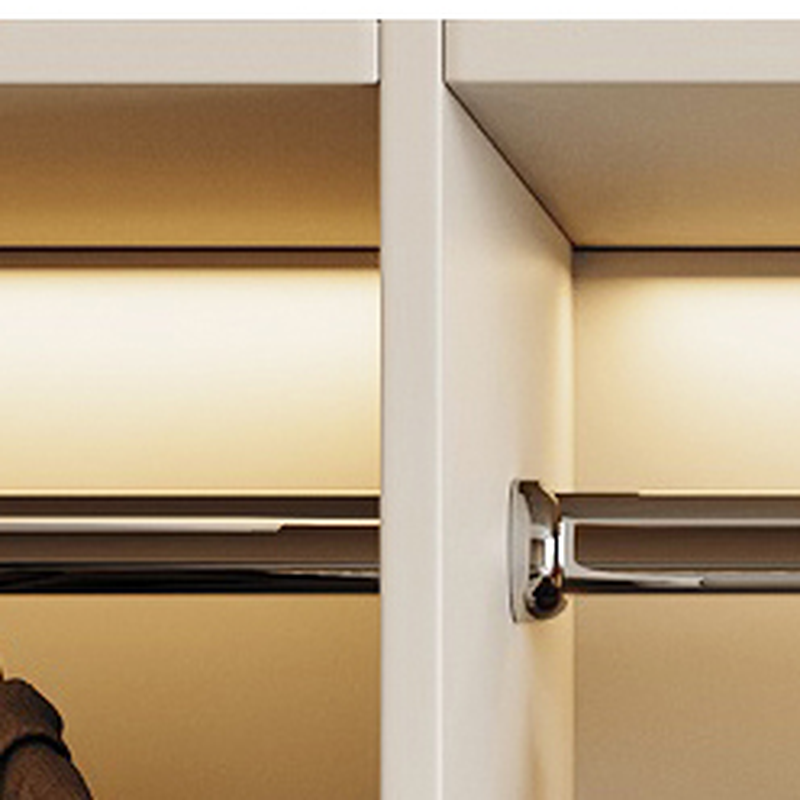 White Minimalist Manufactured Wood Independent Wardrobe Closet with Soft Close Drawer, Soft Close Door, and Interior Shelves - image 9