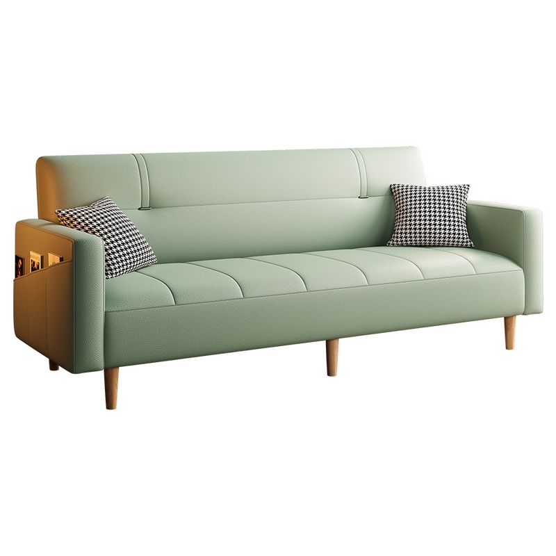Synthetic Leather Convertible Sofa in Grey/Light Blue/Light Green with Arm - image 11