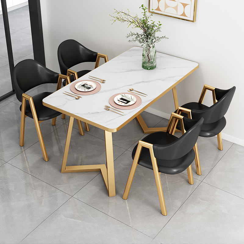 Glamorous Stone Top Sleigh Base Dining Table Set - image 3