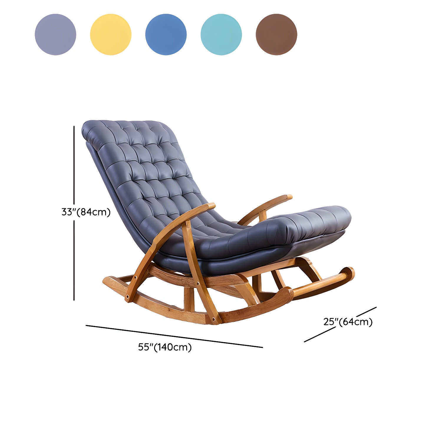 Stylish Upholstered Rocking Chair with Natural Wood Legs In Modern Design - image 21