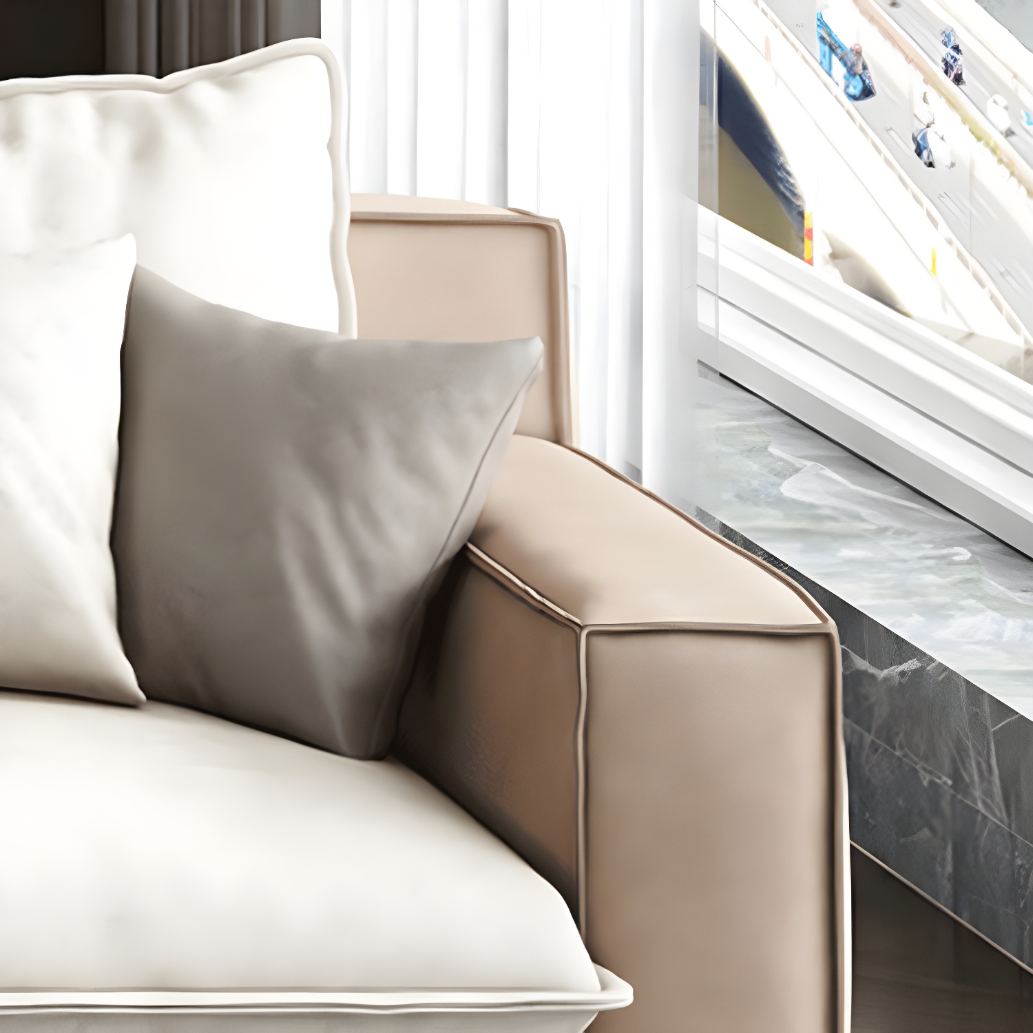 Assembled Living Room Square Arm Modular Contemporary Sofa & Chaise - image 17