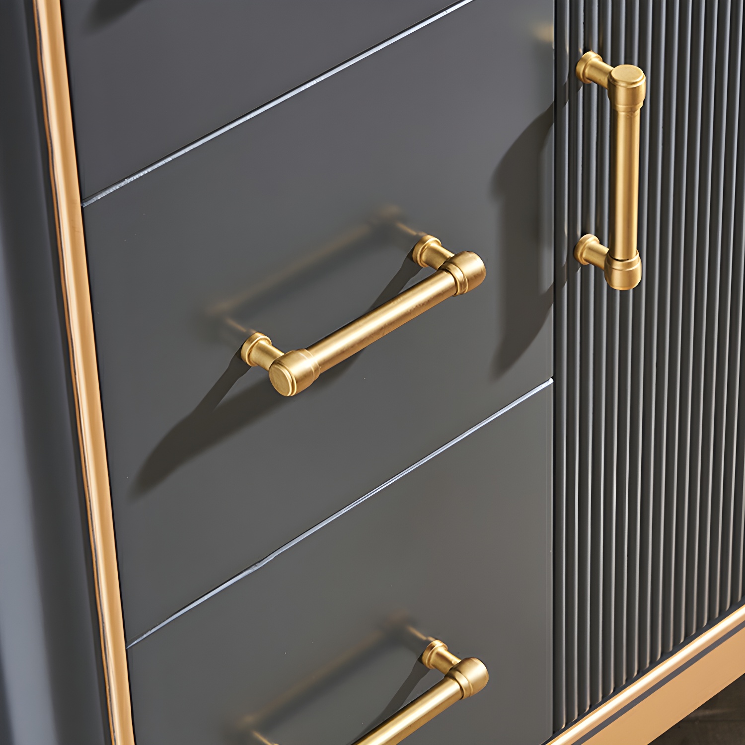 Glam Corner Accent Cabinet with Black Stone Countertop and Wood Base for Small Spaces - image 9