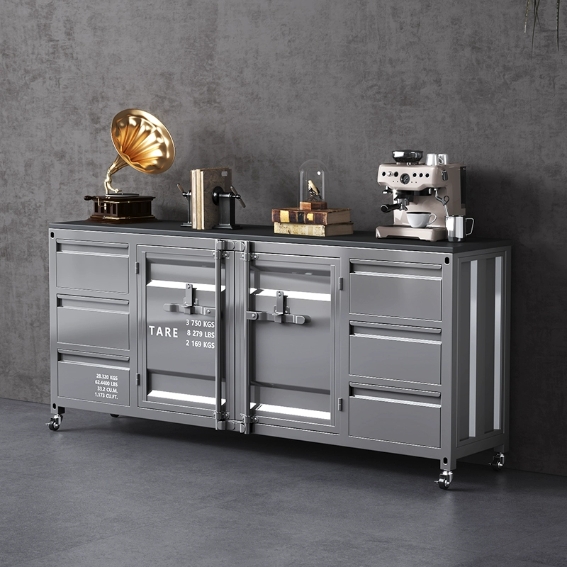 Industrial Metal Sideboard Credenza with Cabinets and Drawers - image 8