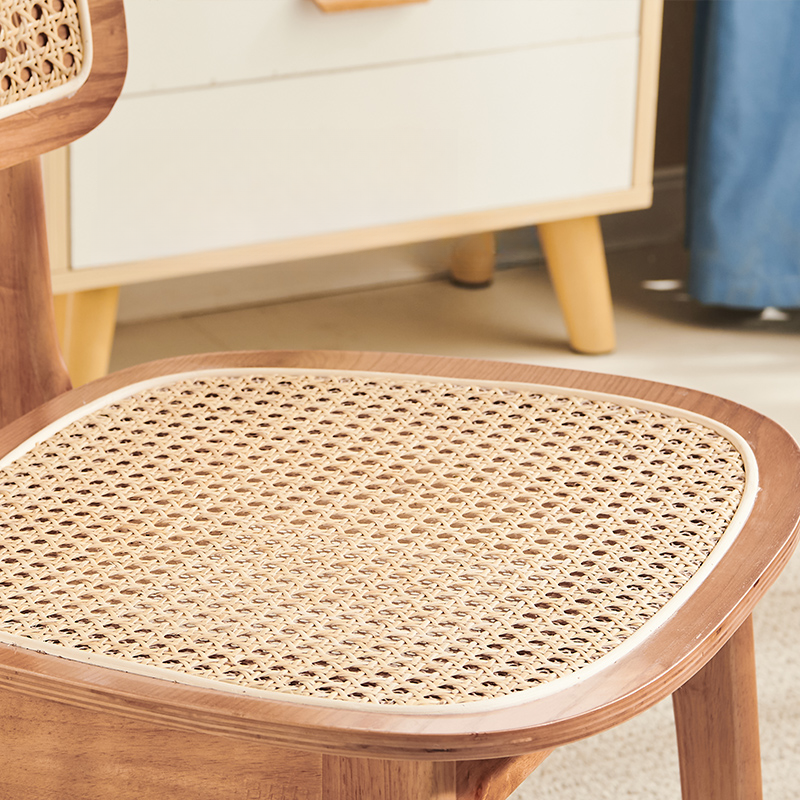 Leatherette/Wood/Rattan Entwined Balanced Armless Chair with Uncovered Back and Timber Legs in Sepia/Ink/Wood Color in a Scandinavian Style - image 19