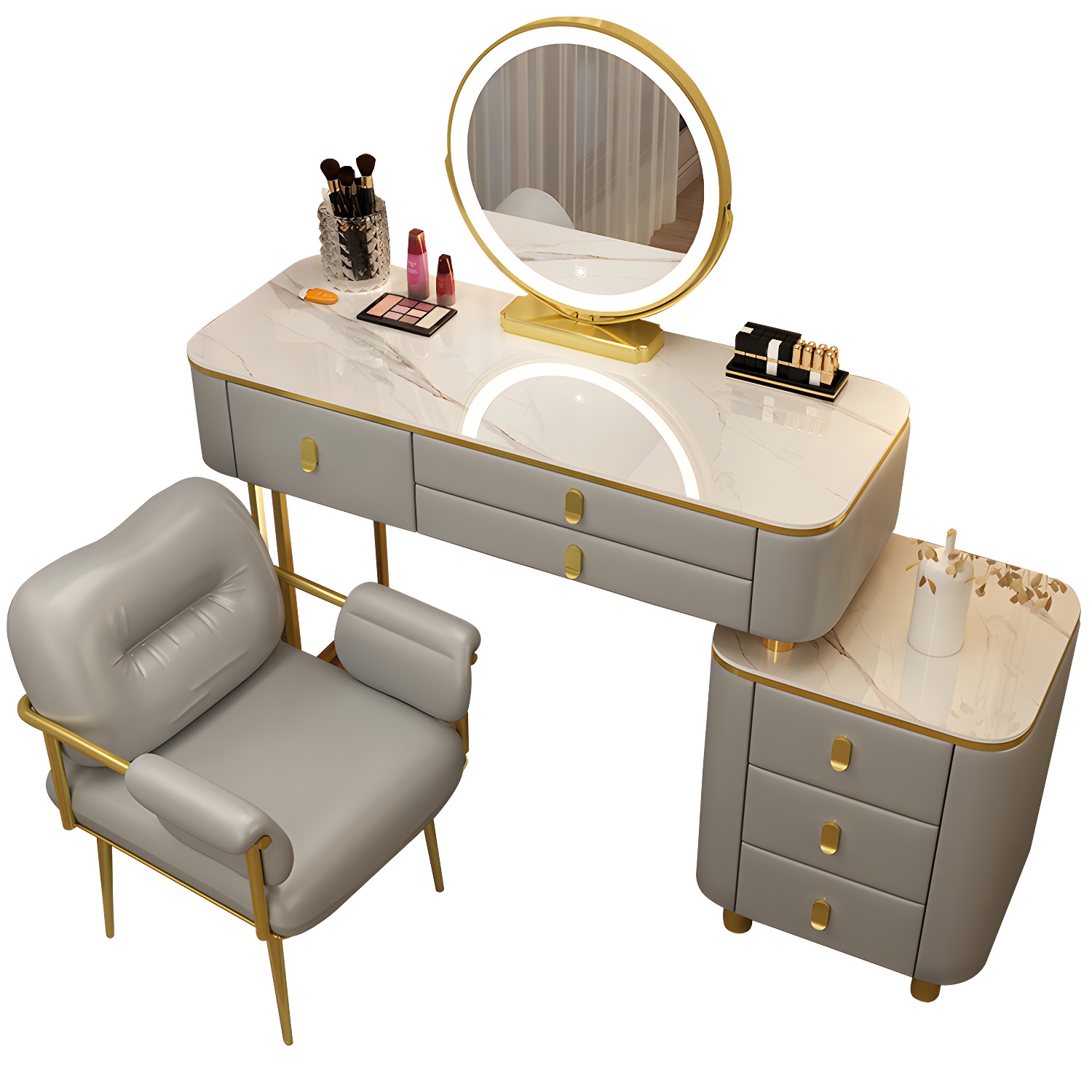 Luxurious Stone Top Vanity Dressing Table with 6 Drawers for Bedroom - image 9