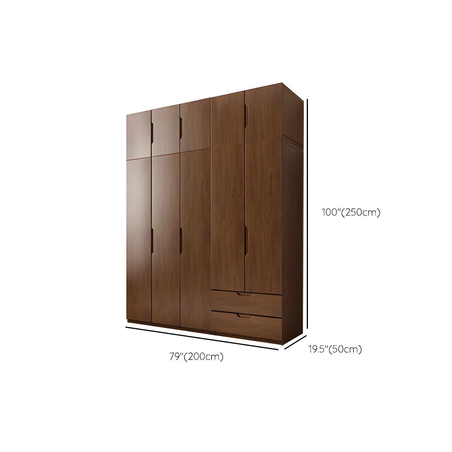Contemporary Oak Solid Wood Wardrobe Freestanding Multifunctional Wardrobe - image 35