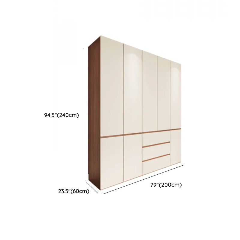 Beige Minimalist Manufactured Wood Wardrobe Closet with Soft Close Drawer, Soft Close Door, Interior Shelves, and Clothing Rod - image 20
