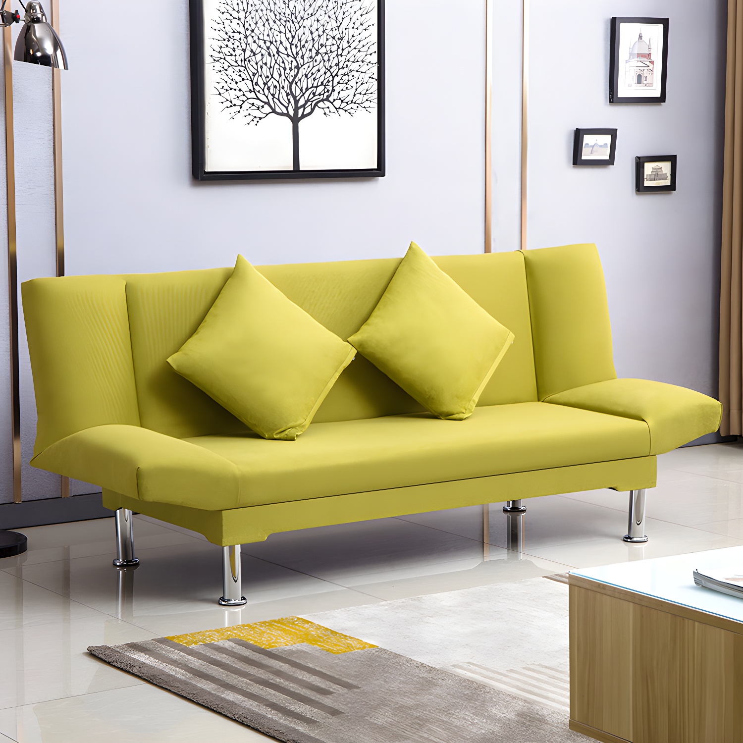 Silver Transitional Modern Tight Back Sofa Bed 29.53"High Armless Sofa Bed - image 23