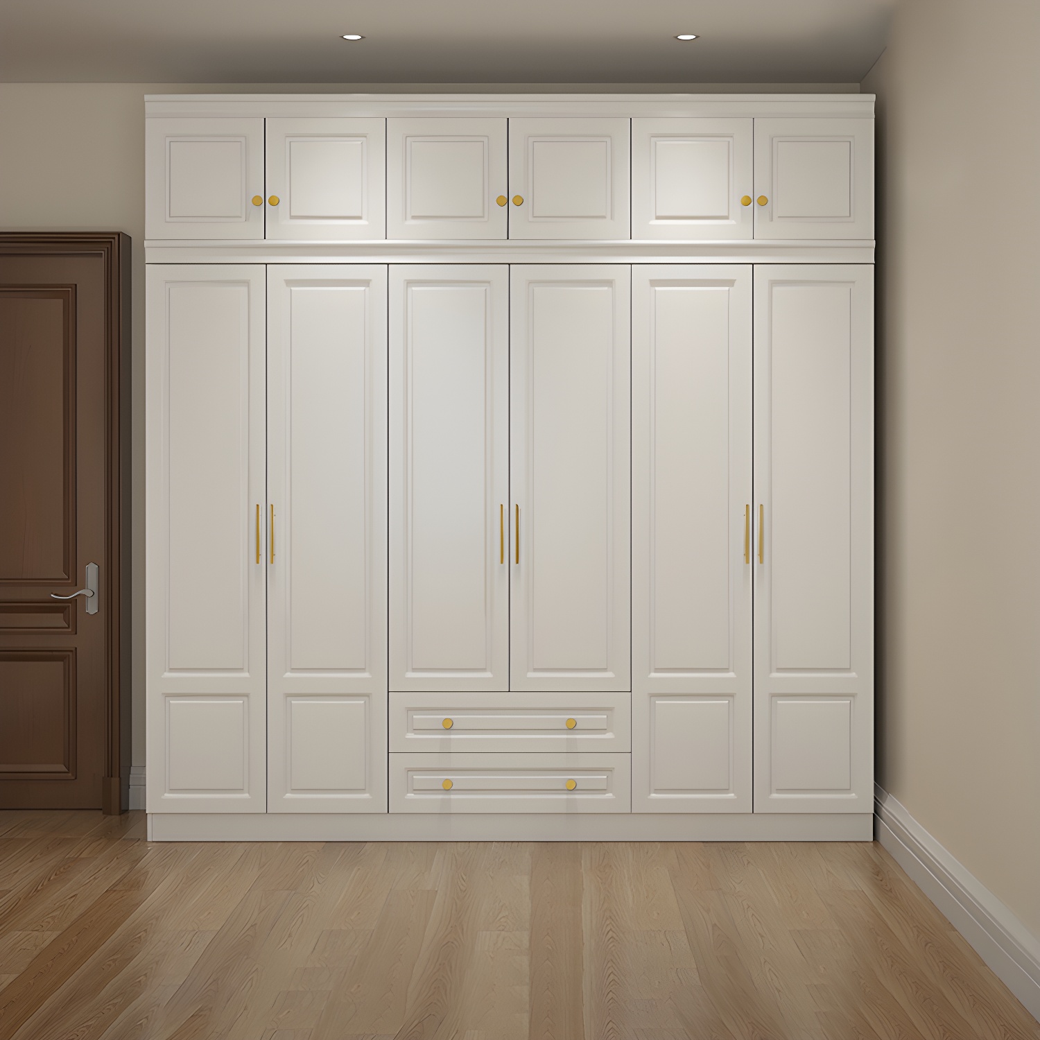 Hinged White Wardrobe Armoire Engineered Wood Wardrobe Closet - image 4