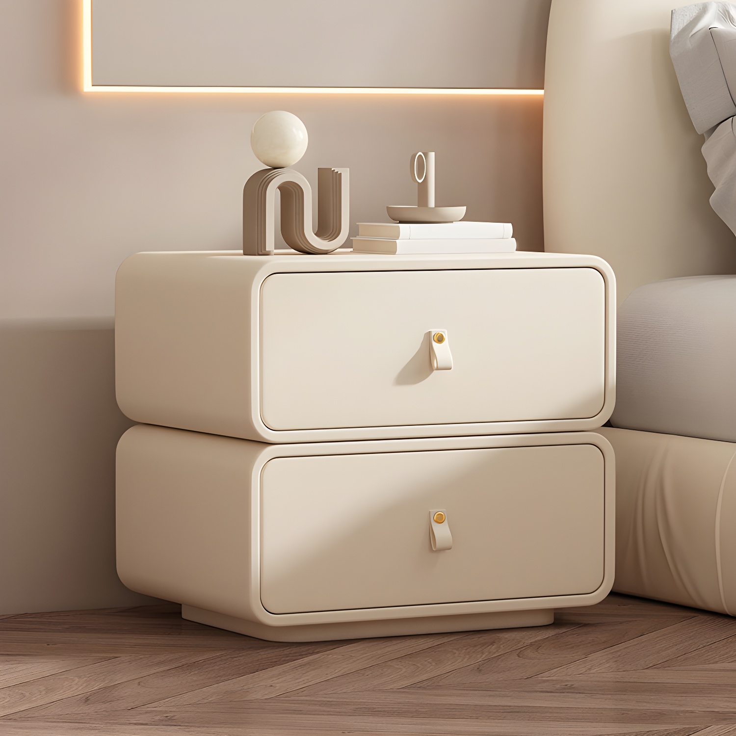 Modernism Bedside Desk Shape in Rectangular with Two-drawer for Bedroom - image 9