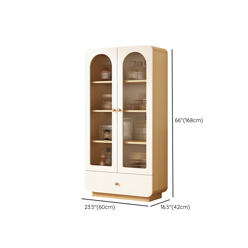 Modern White Lumber Narrow Sideboard with Single Drawer, 4 Shelves/Three Internal Shelves/Two Internal Shelves, Glass-panel Door - image 12