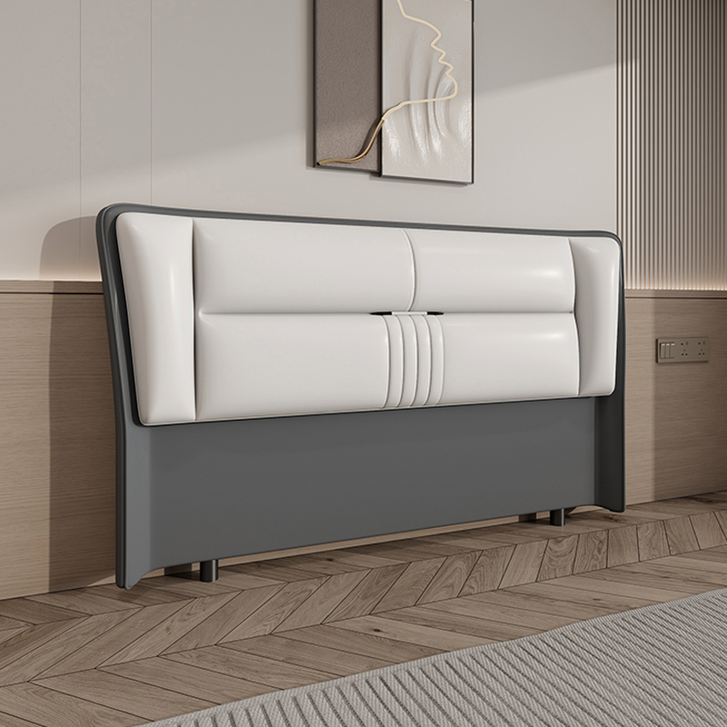 Trendy Wingback Headboard with No Distressing in Natural Wood, Rectangle Shape for Full/Queen Bed with Sponge Upholstery and Standard Height - image 8