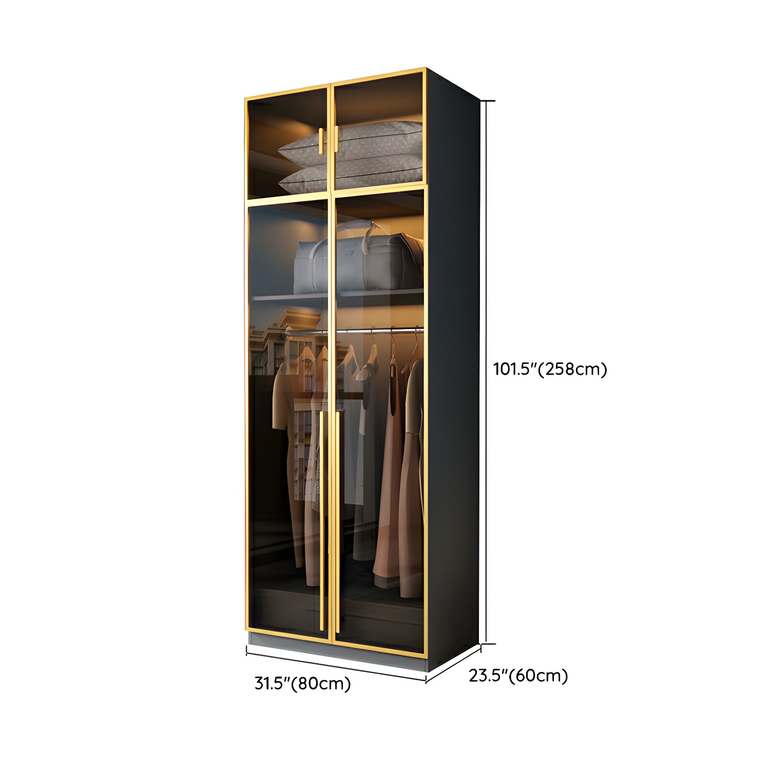 Contemporary Color Block Glass Doors Combination Armoire with Shelves Storage - image 18