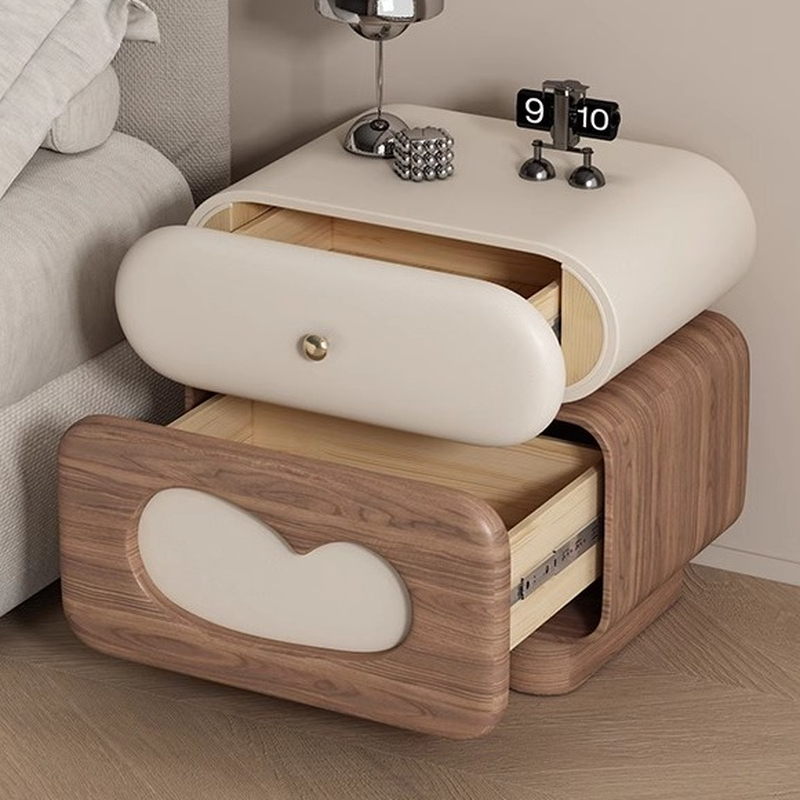 Organic Modern 2 Tiers Swivel Nightstand With Drawer Organization in Natural Wood - image 10