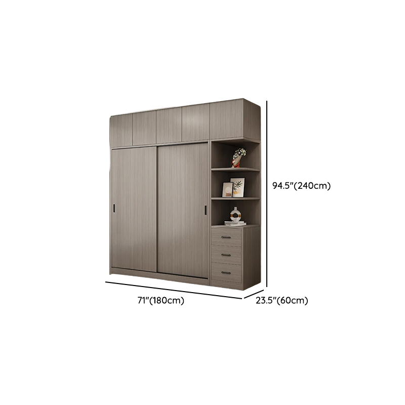 Dove Grey Minimalist Laminate Cabinet Armoire with 3-Drawer/4-Drawer, Soft Close Door, Interior Shelves, and Clothing Rod - image 15