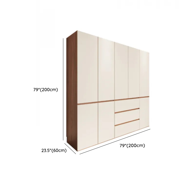 Beige Minimalist Manufactured Wood Wardrobe Closet with Soft Close Drawer, Soft Close Door, Interior Shelves, and Clothing Rod - image 11
