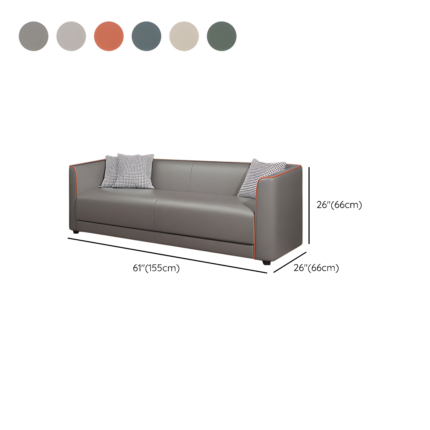 Tuxedo Arm Sofa with Tight Back 25.98" High Contemporary Faux Leather - image 23