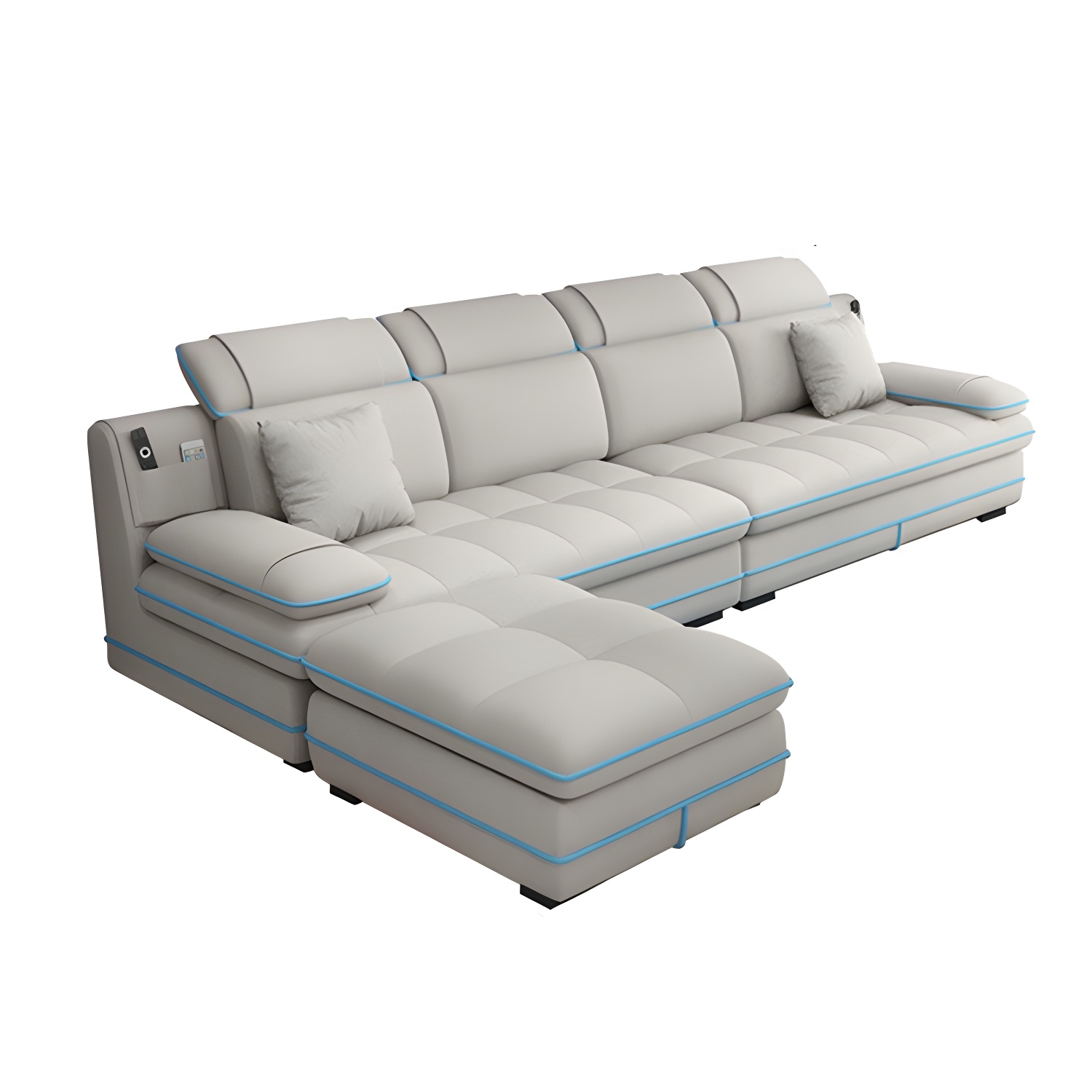Elegant Gray Curved Sectional Sofa with Scandinavian Wooden Frame - image 10