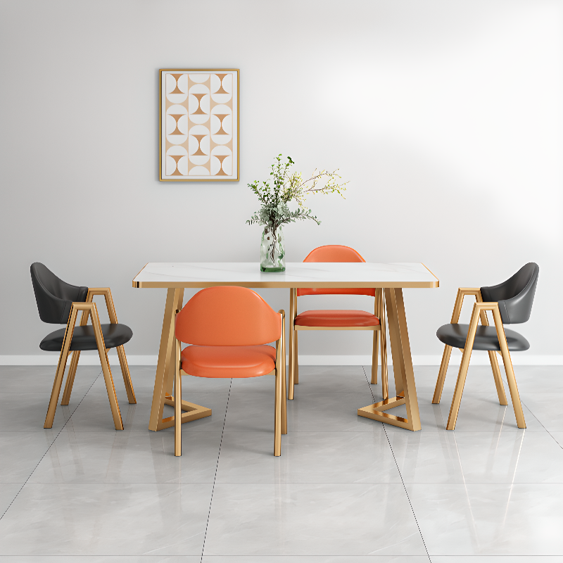 Glamorous Stone Top Sleigh Base Dining Table Set - image 21