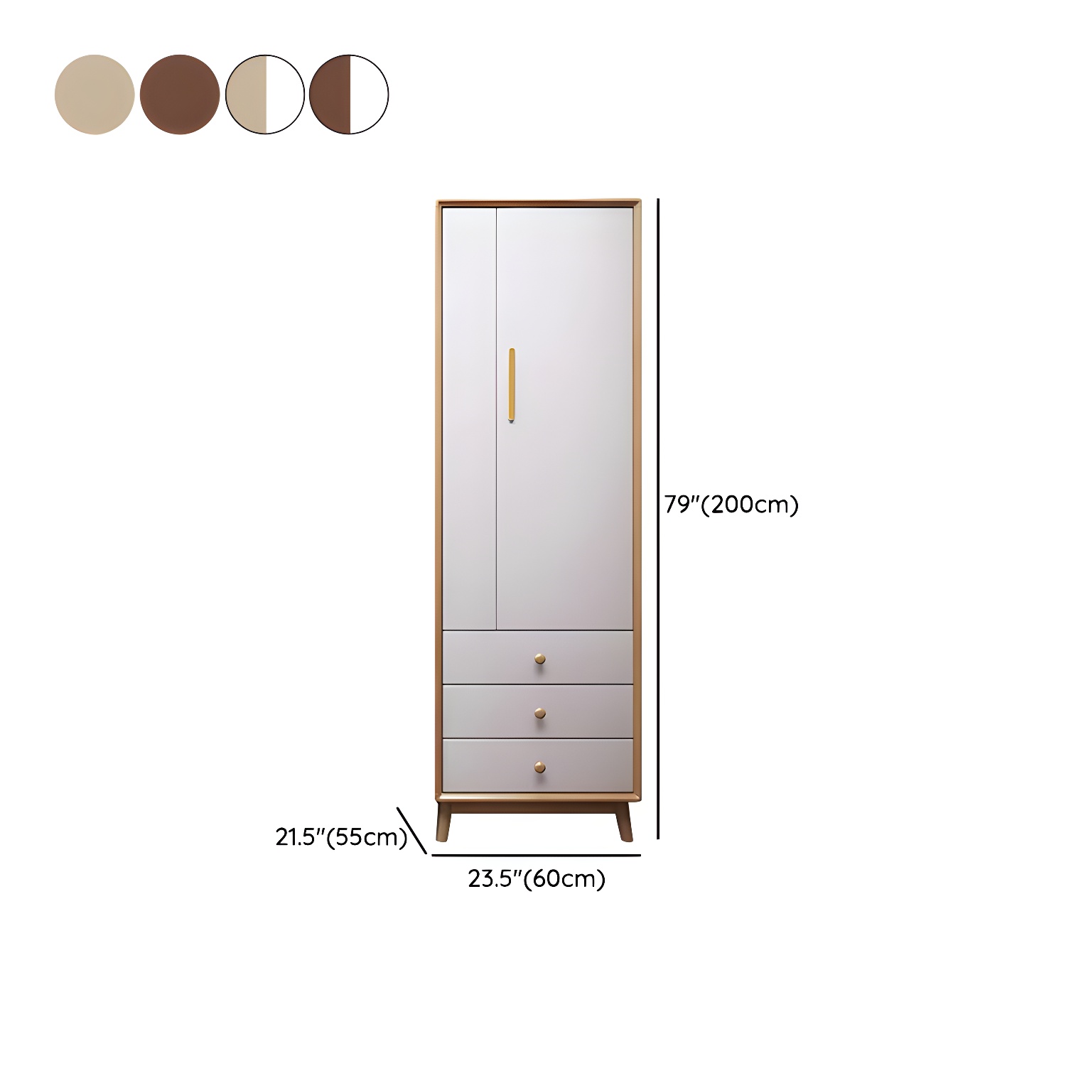 Scandinavian Natural Wood Wardrobe with Clothing Rod and Shelves for Bedroom - image 16