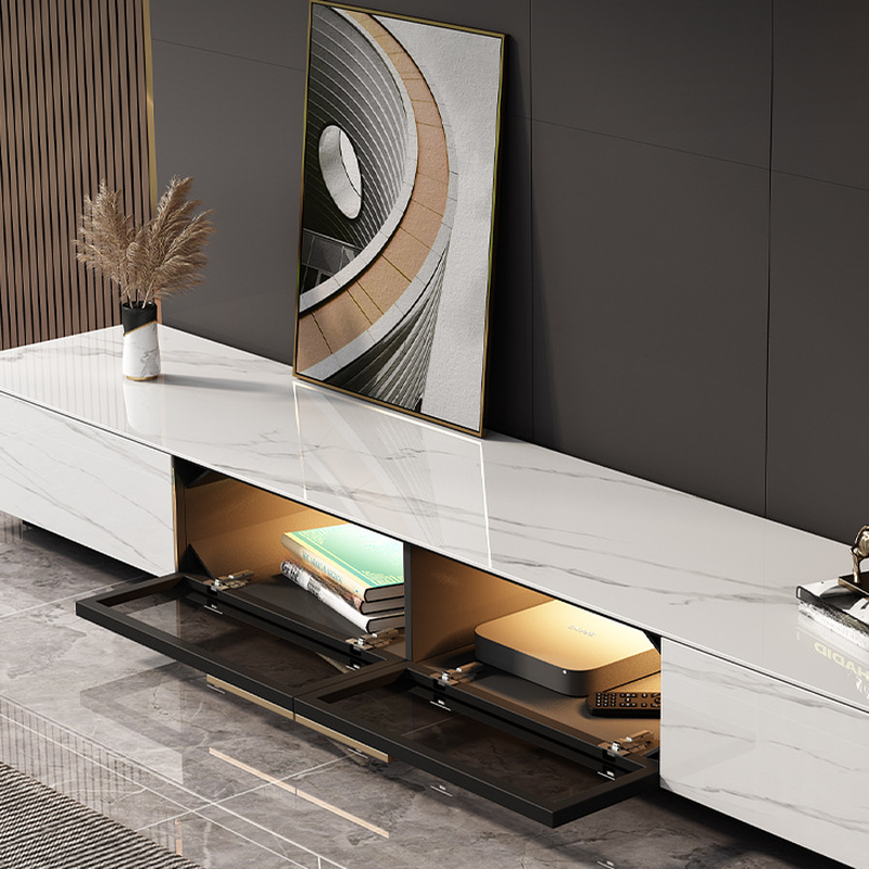 Rectangular TV Stand for Drawing Room with Light and Door - image 11
