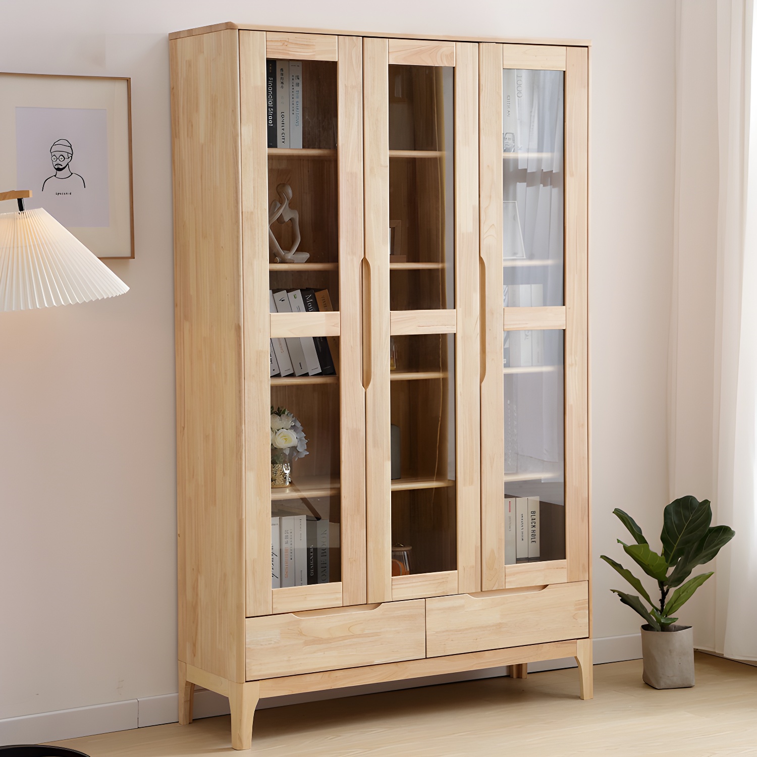 Glass Door Accent Cabinet 76.77" Tall Wood Cabinet with Drawers - image 11