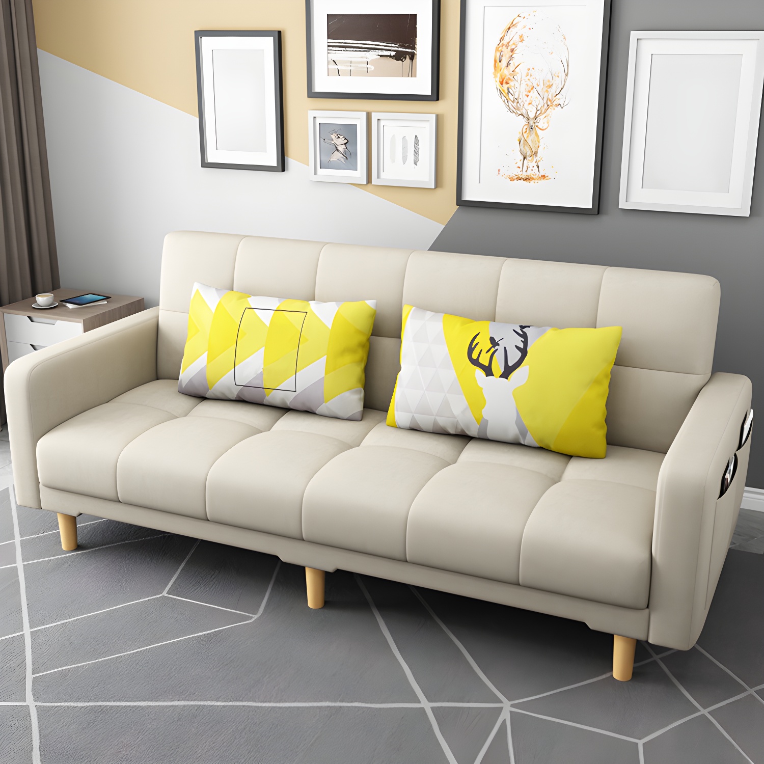 Square Arm Modern Storage Sofa with Biscuit Back Convertible Sofa for Living Room - image 9