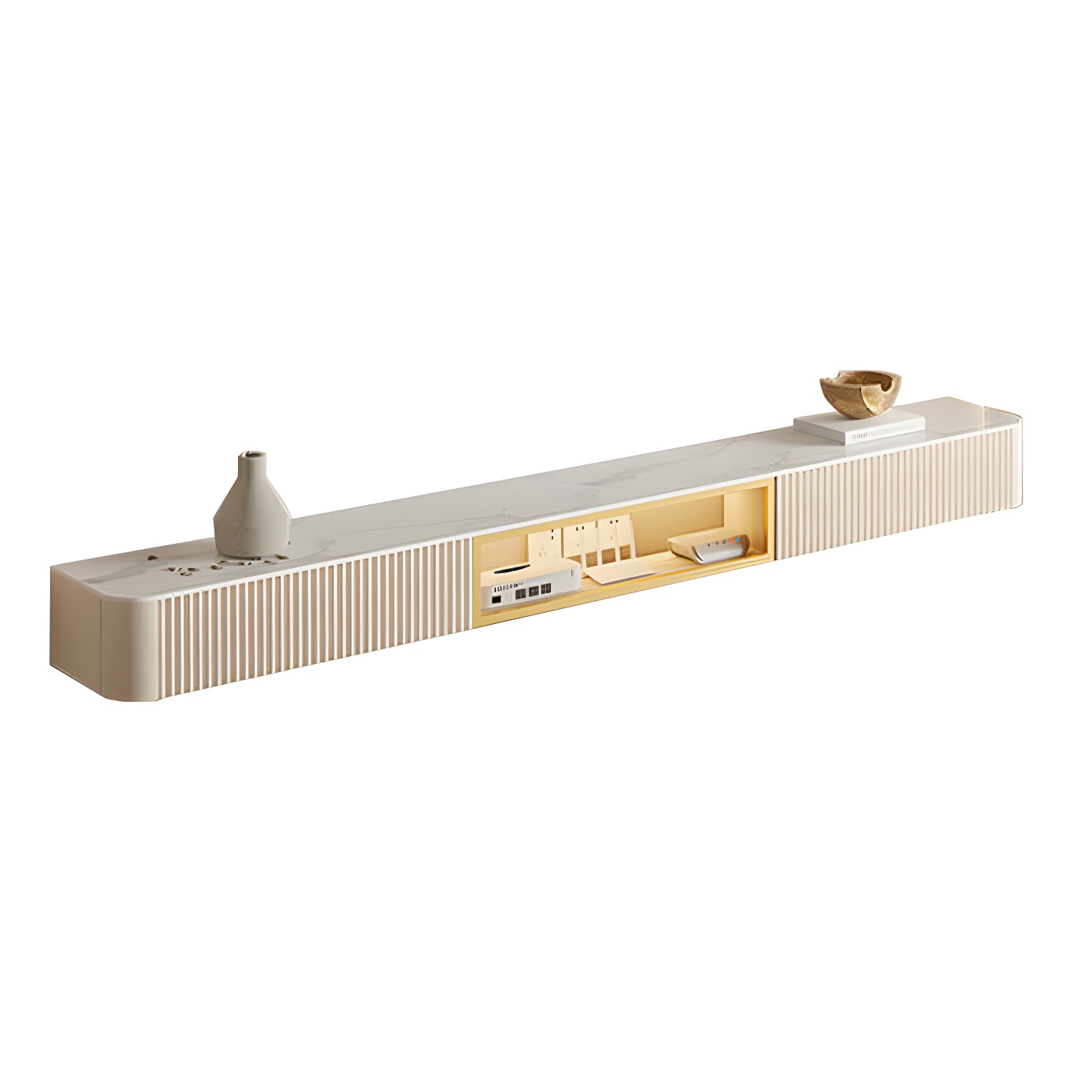 Contemporary TV Media Stand with Drawers Floating TV Stand Console - image 5