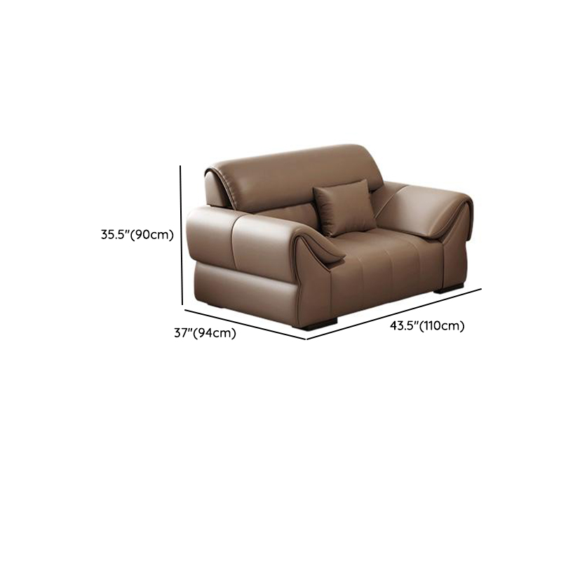 Elegant Light Brown Leather Standard Sofa/Single Sofa/Loveseat with Armrest and 3 Pillows - image 13