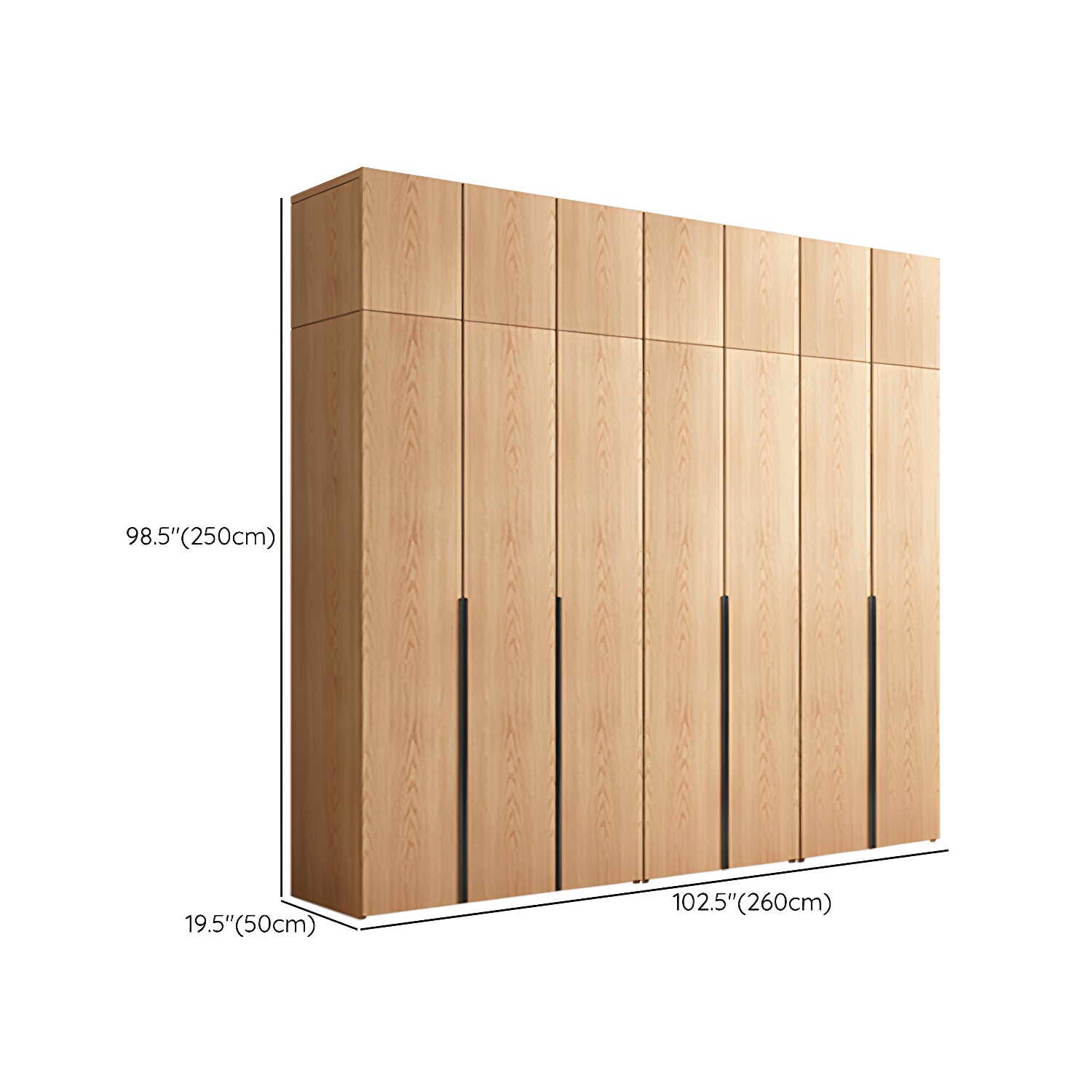 Contemporary Freestanding Natural Wardrobe Oak Solid Wood Wardrobe with Shelves - image 32