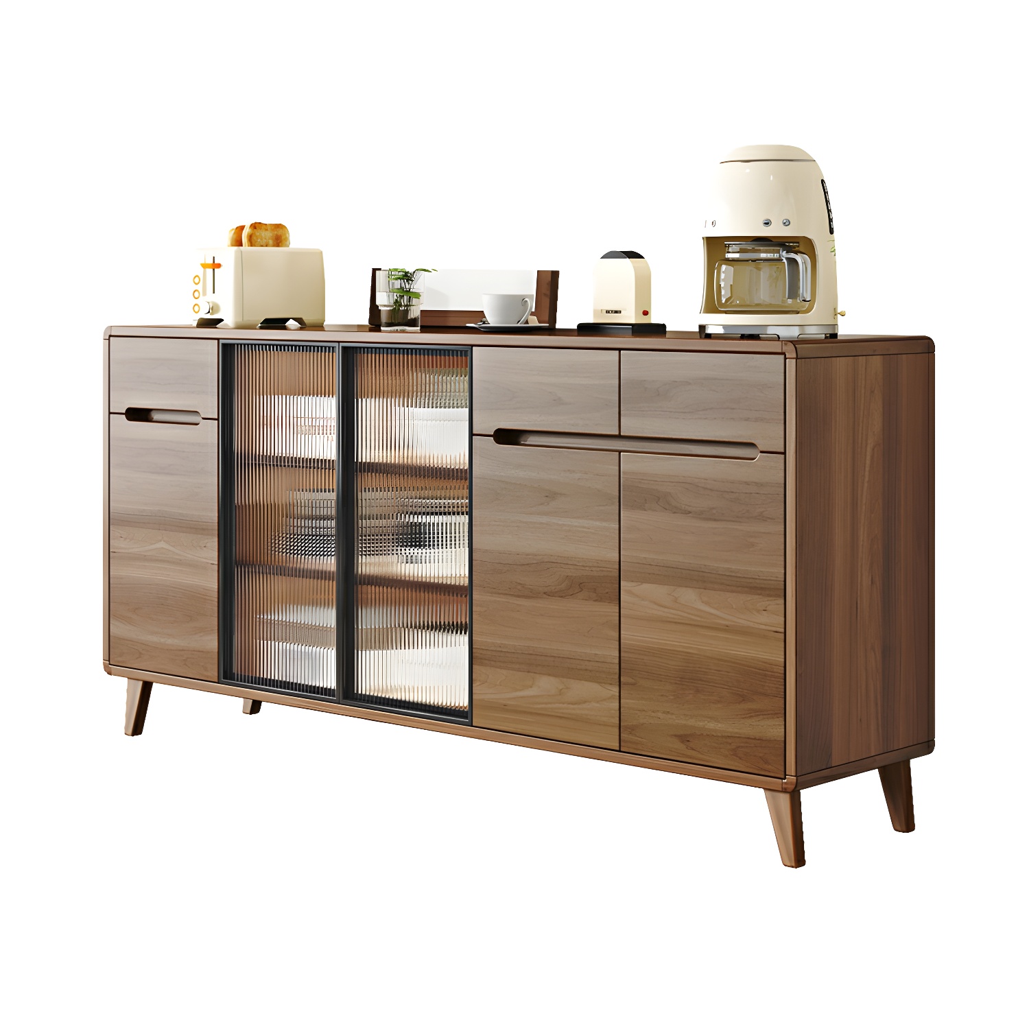 Contemporary Engineered Wood Free-standing Sideboard with Glass Door and Adjustable Shelves - image 5
