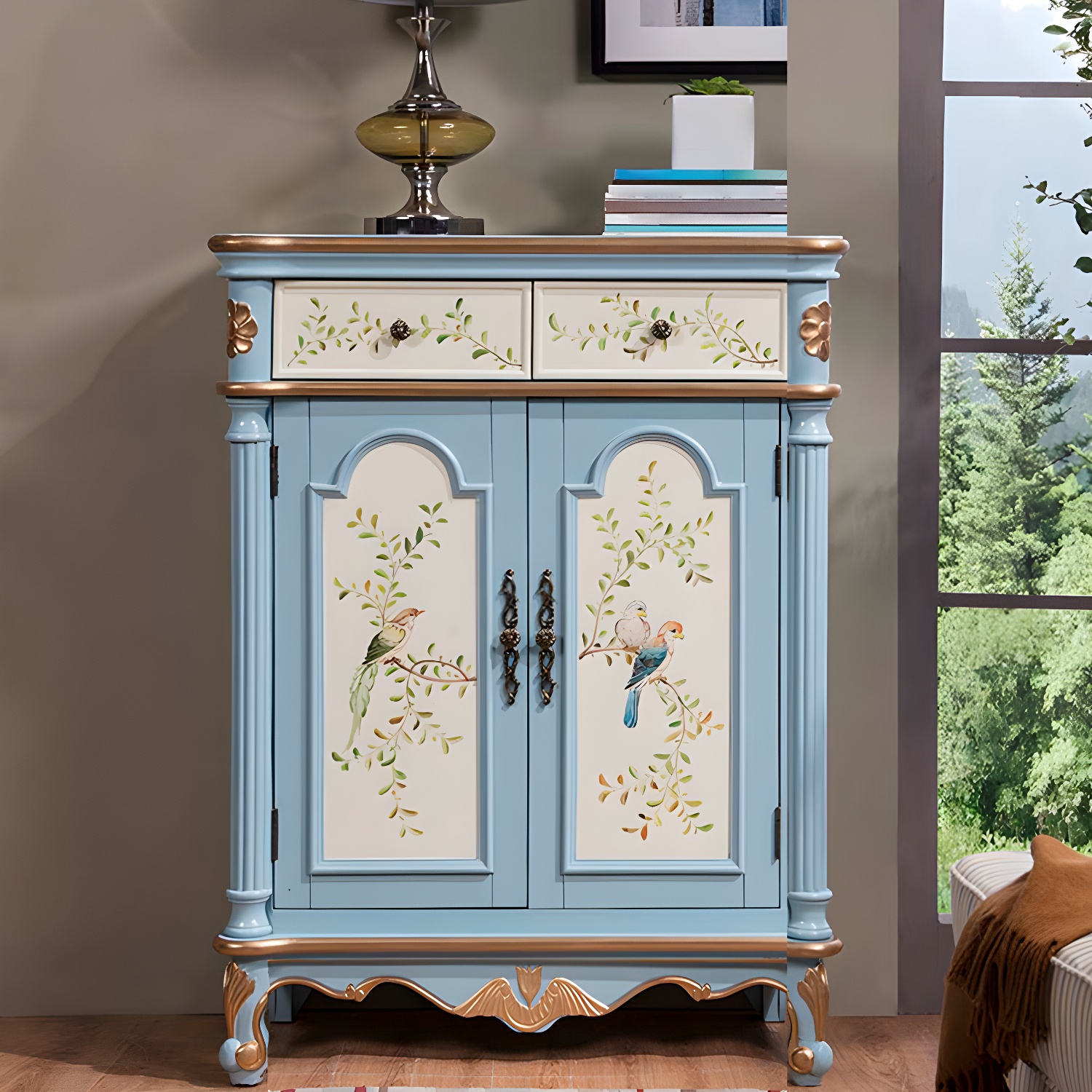 Glam Style Wood Sideboard with Drawers Dining Server for Kitchen - image 4