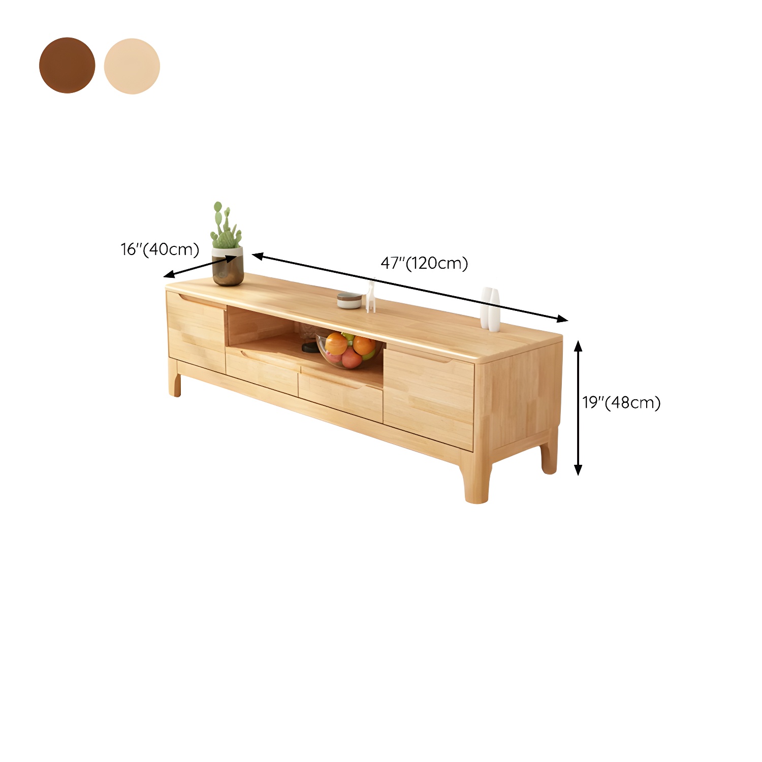Scandinavian with Drawers Rubberwood with Cabinet TV Media Console - image 13