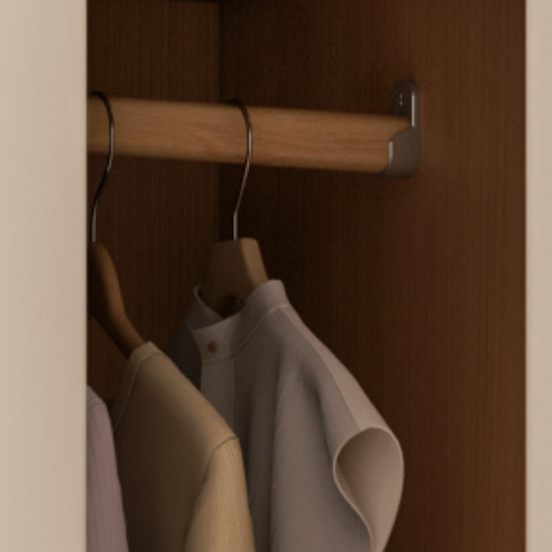 Wood Grain Minimalist Laminate Wardrobe Closet with Soft Close Drawer, Soft Close Door, Interior Shelves, and Clothing Rod - image 3