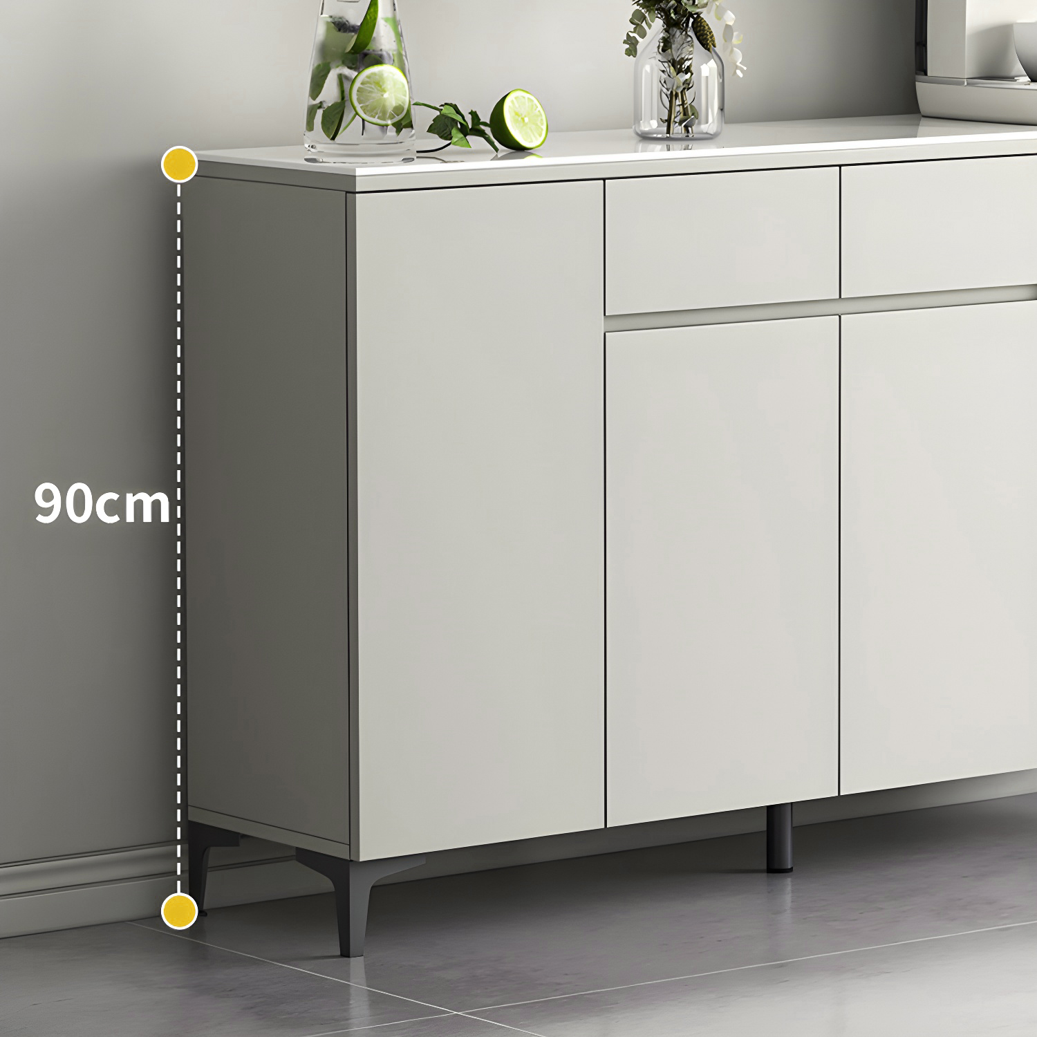 Contemporary Living Room Stone Top Sideboard with Doors and Drawers - image 8