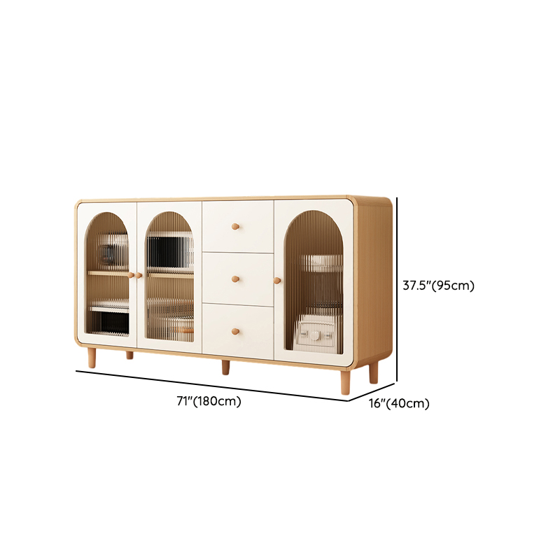 Scandinavian Wood Buffet 3 Cabinet Doors with Glass Interior Shelves - image 25
