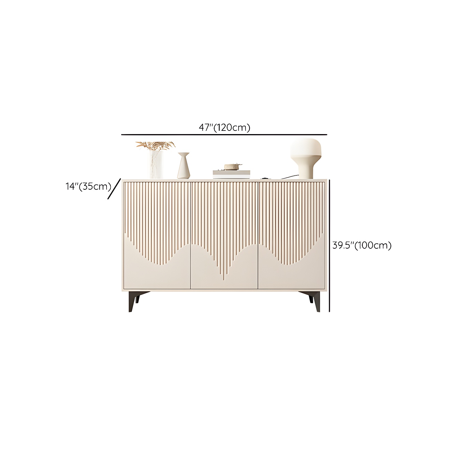 Modern White Wood Sideboard Credenza with Adjustable Shelving and 6 Interior Shelves - image 16
