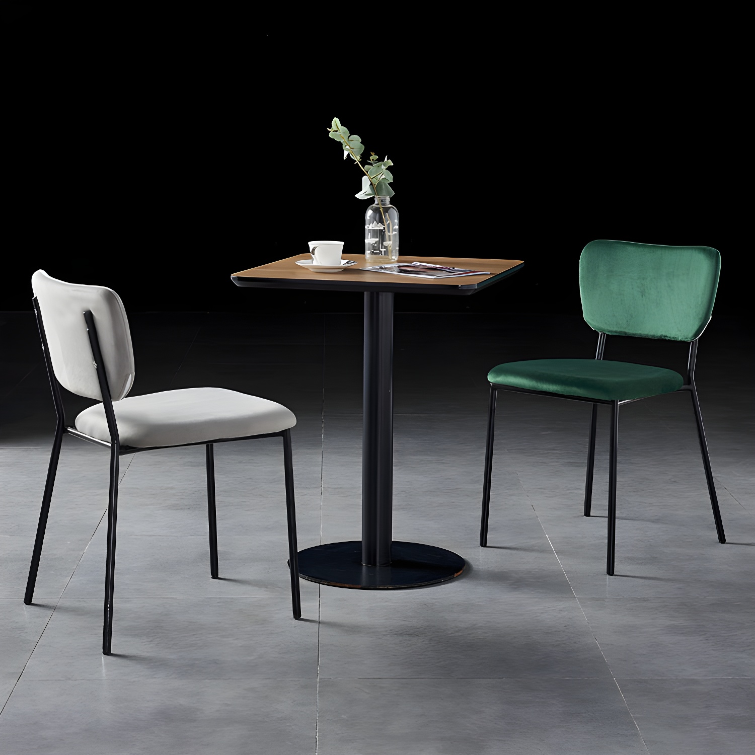 Nordic Style Dining Chairs Armless Open Back Stackable Chairs with Metal Legs - image 11