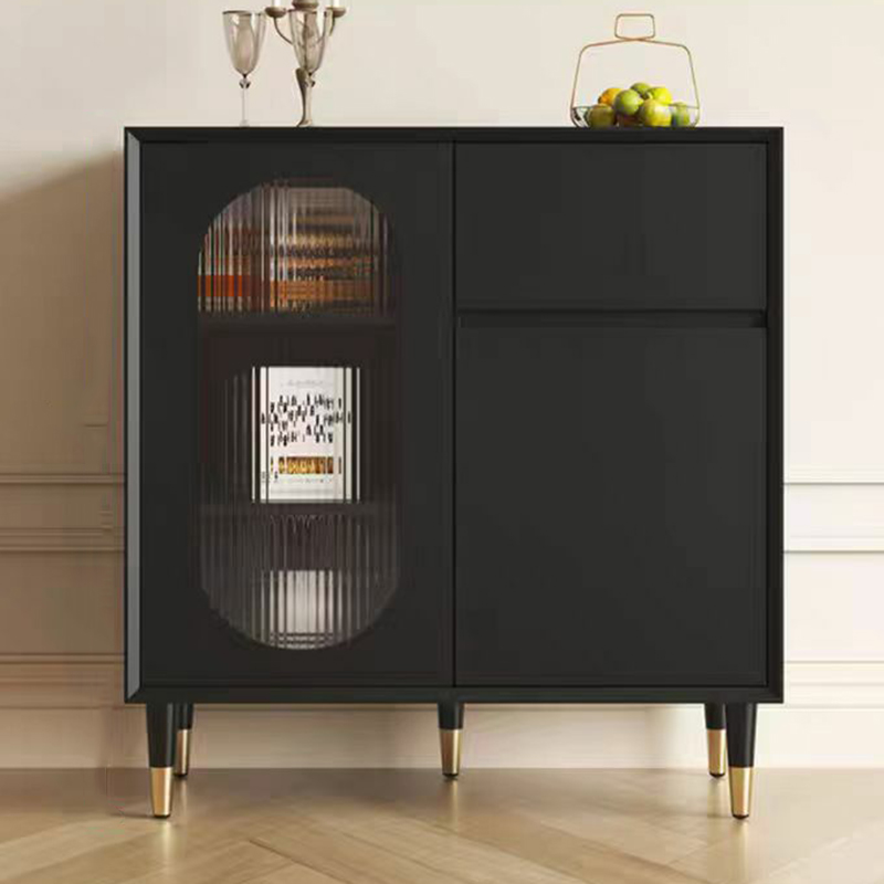 Wood Glam Sideboard Credenza with Glass Doors and Drawers, 40cm Overall Width, 85cm Overall Height - image 4