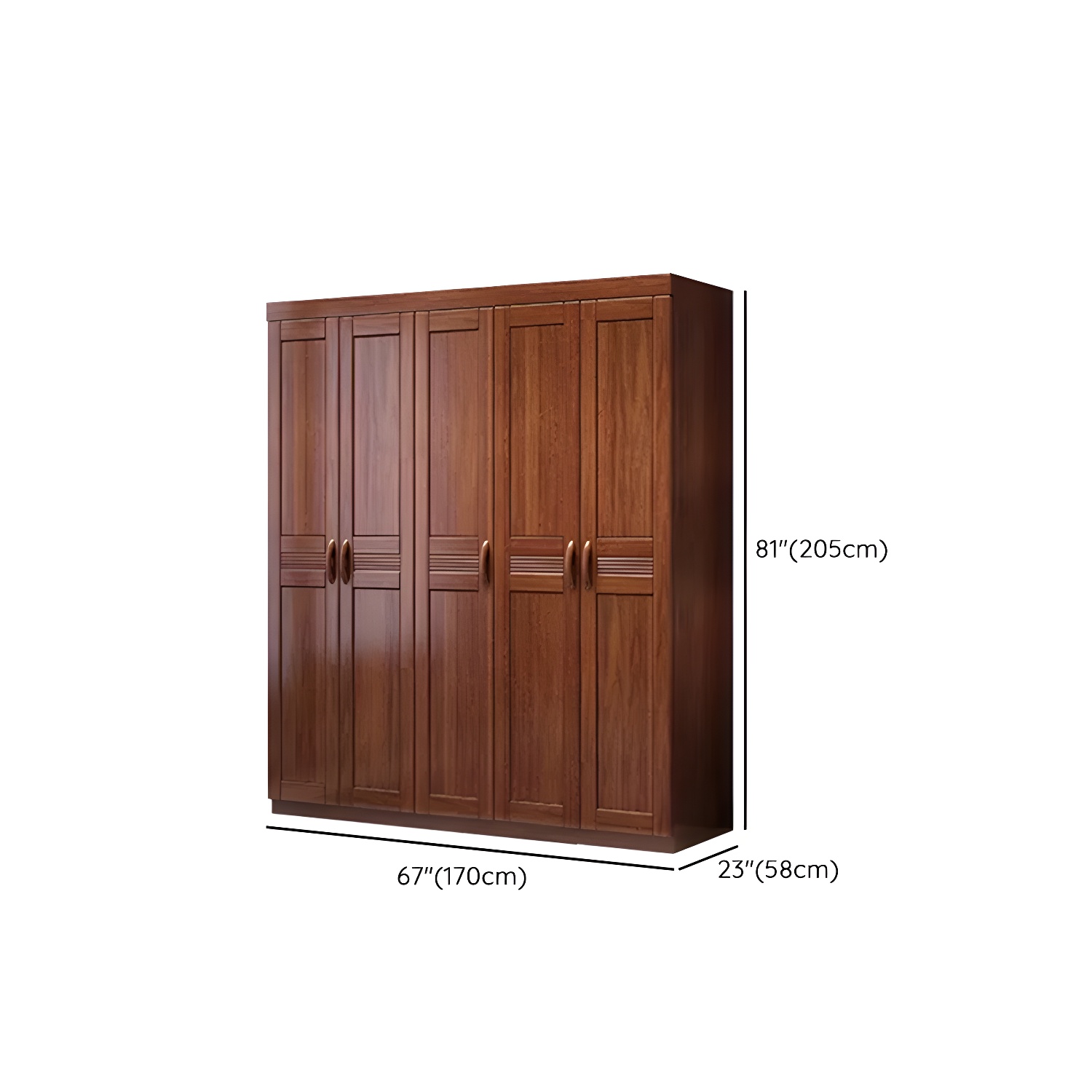 Wood Brown Rustic Wardrobe Armoire with Drawers & Shelves, Walnut Finish - image 11