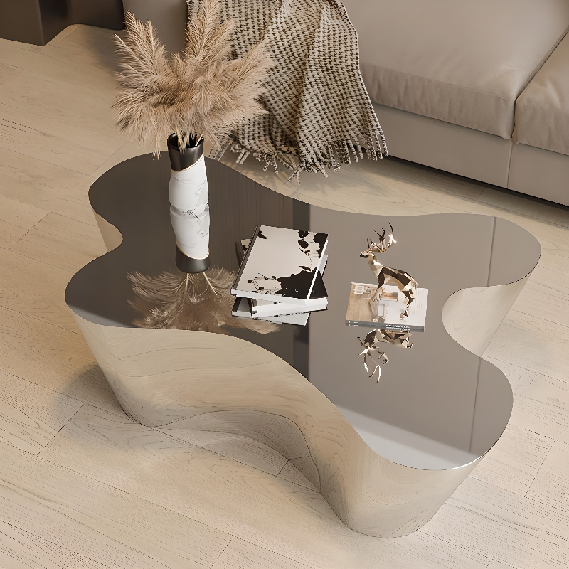 Silver Alloy Irregular/Circular-shaped Accent Table for Small Spaces - image 15