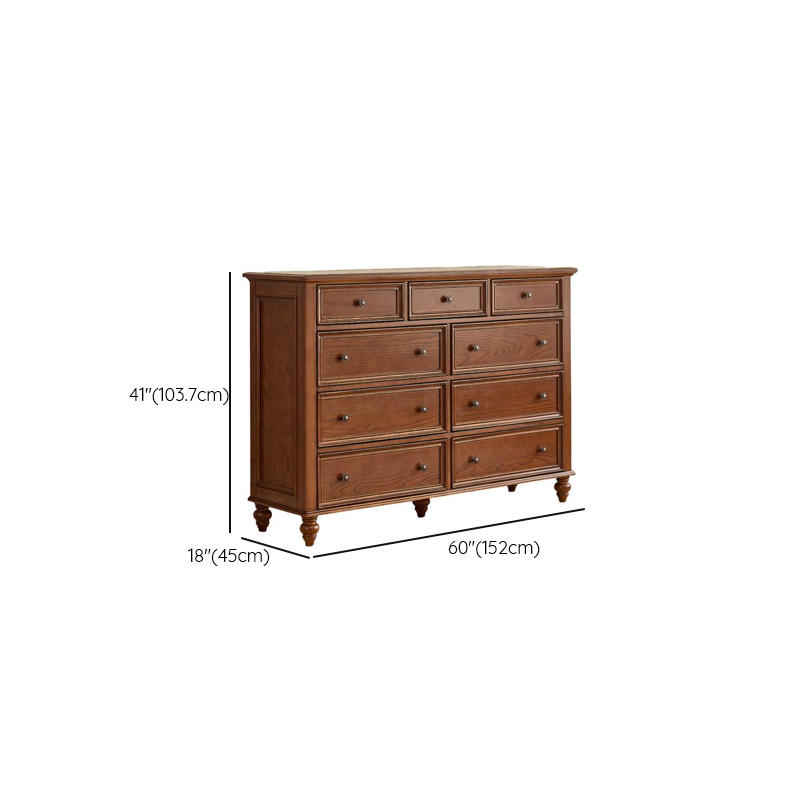 Cocoa Casual Ash Wood Double Dresser/Lingerie Chest with 9/8/6 Drawers, Horizontal/Vertical - image 20