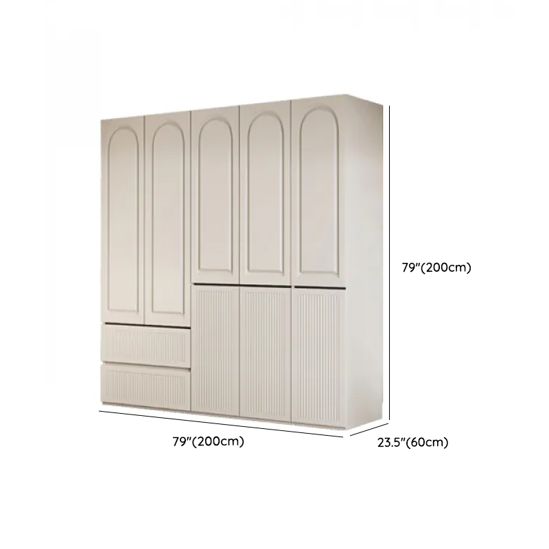 White Minimalist Pine Wood Wardrobe Closet with Soft Close Drawer, Soft Close Door, Interior Shelves, and Clothing Rod - image 12