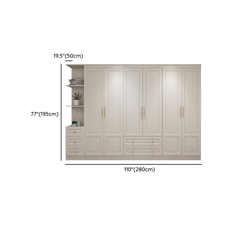 White Minimalist Lumber Wardrobe Closet with Soft Close Drawer, Soft Close Door, Interior Shelves, and Clothing Rod - image 23