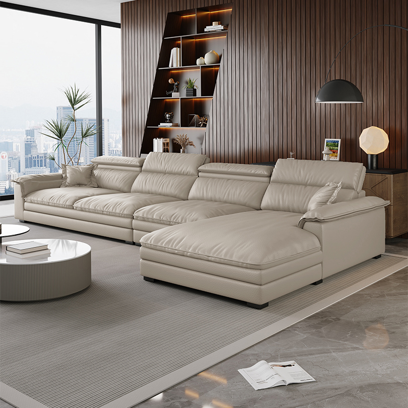 L-Shape Leather Sofa Recliner in White/Espresso/Beige with Right Hand Facing Orientation - image 6