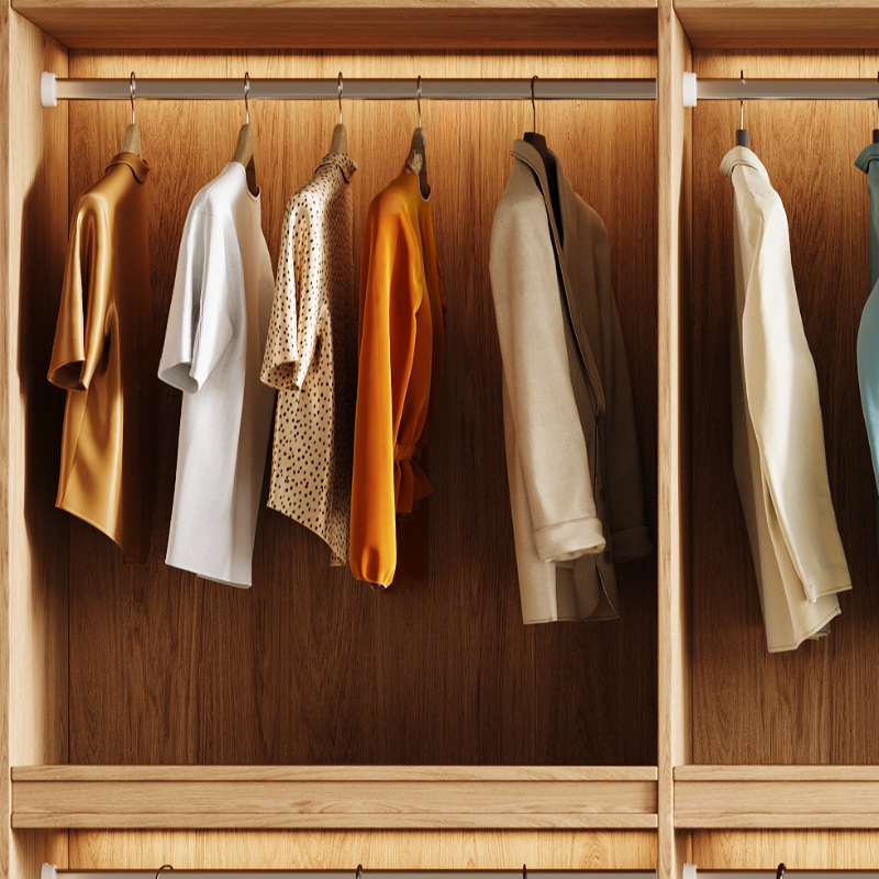 Wood Grain Minimalist Laminate Independent Wardrobe Closet with Soft Close Door, Interior Shelves, and Clothing Rod - image 6