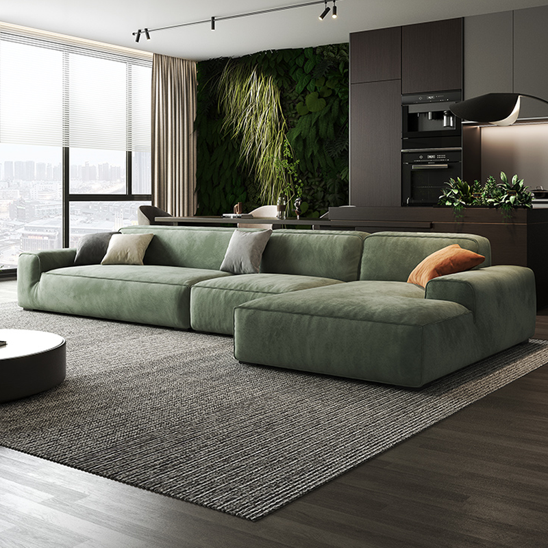 Living Room Use L-Shape/Straight Pine Green Right Hand Facing/Horizontal Sofa Chaise/Sofa with Concealed Support - image 4