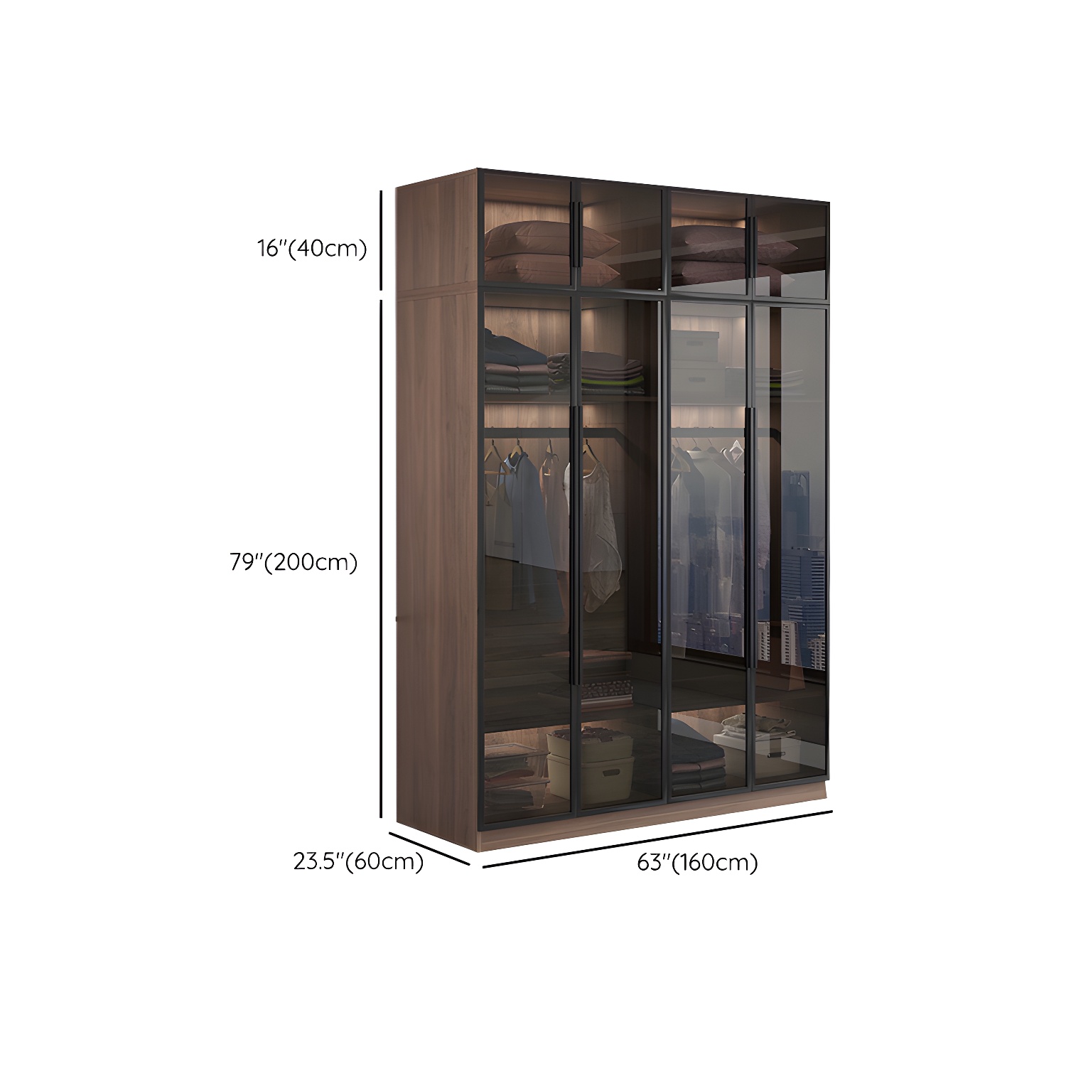 Engineered Wood Armoire Modern Brown Wardrobe Closet with Garment Rod - image 18